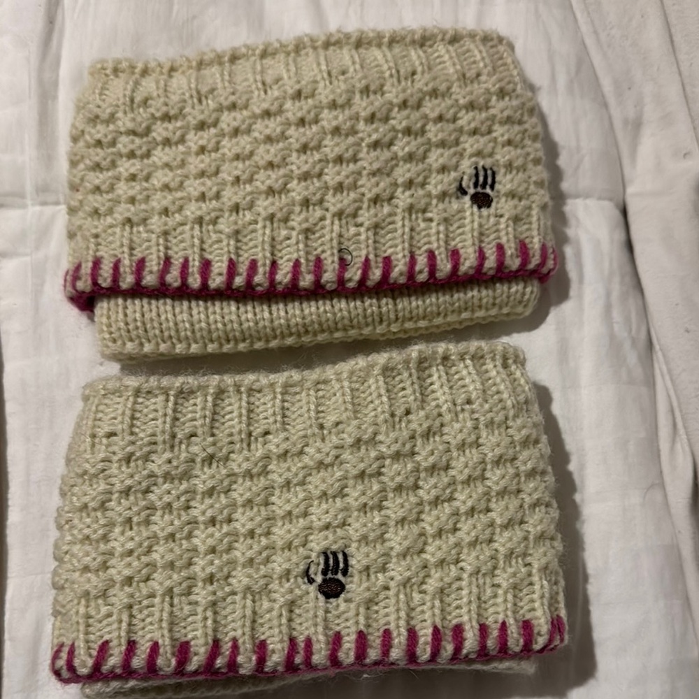 BearPawKnit Headbands with Pink Trim